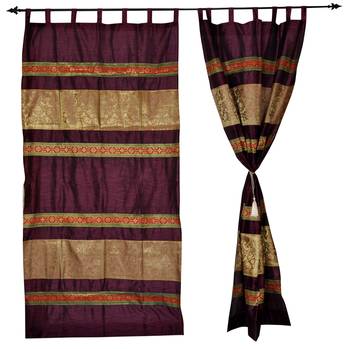 Lal Haveli silk Curtains for Door Living Room Decorations 42 X 85 inches 2