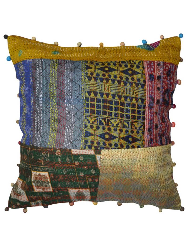 Ethnic Patchwork Designer Tradtitional Silk Cushion Cover 16 X 16