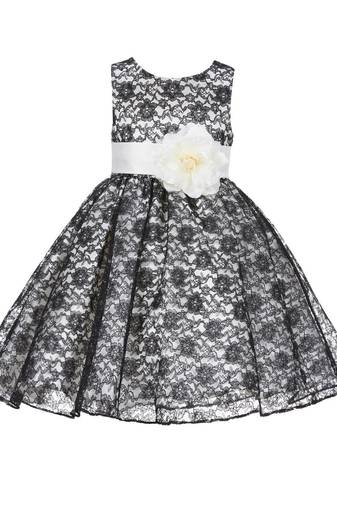 White Plain Net Kids Frocks