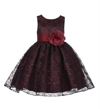 Maroon Plain Net Kids Frocks 1
