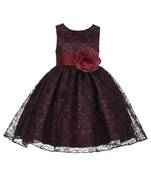 Maroon Plain Net Kids Frocks