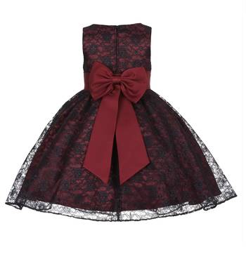 Maroon Plain Net Kids Frocks 2
