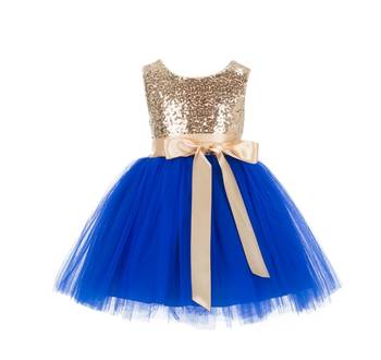 Blue Embroidered Net Kids Frocks 1