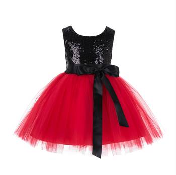 Black Embroidered Net Kids Frocks 1