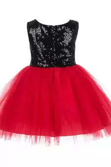 Black Embroidered Net Kids Frocks