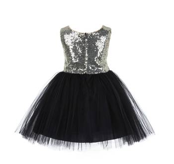 Black Embroidered Net Kids Frocks 2