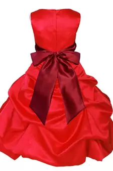 Red Plain Satin Kids Frocks