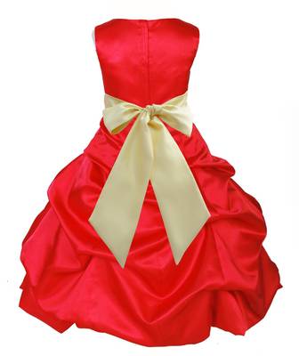 Red Plain Satin Kids Frocks 2