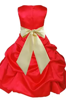 Red Plain Satin Kids Frocks