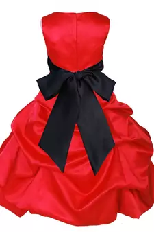 Red Plain Satin Kids Frocks