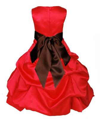 Red Plain Satin Kids Frocks 2