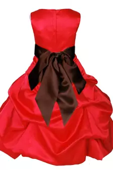 Red Plain Satin Kids Frocks
