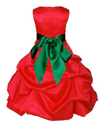 Red Plain Satin Kids Frocks 2