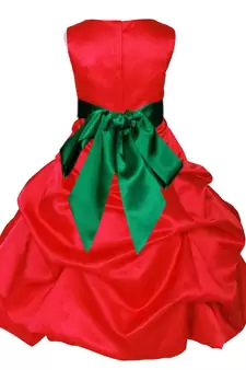 Red Plain Satin Kids Frocks