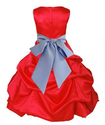 Red Plain Satin Kids Frocks 2