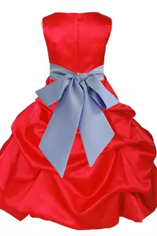 Red Plain Satin Kids Frocks
