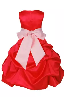 Red Plain Satin Kids Frocks