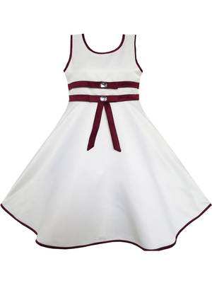 White Plain Satin Kids Frocks 1