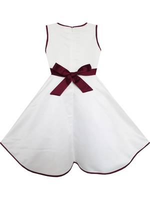 White Plain Satin Kids Frocks 2