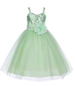 Green Plain Net Kids Frocks
