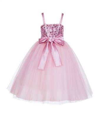 Pink Embroidered Net Kids Frocks 2