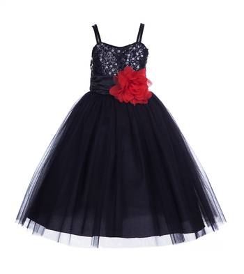 Black Embroidered Net Kids Frocks 1