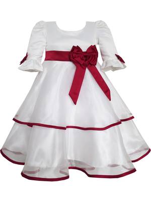 White  Plain Satin Kids Frocks 1