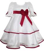 White  Plain Satin Kids Frocks