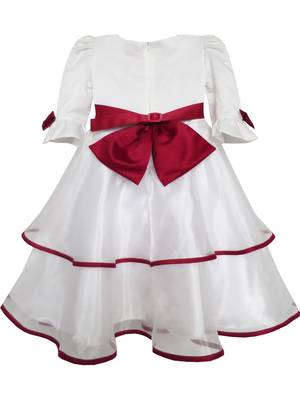 White  Plain Satin Kids Frocks 2