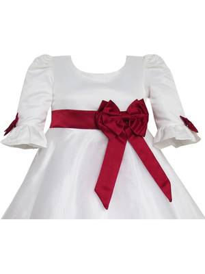 White  Plain Satin Kids Frocks 3