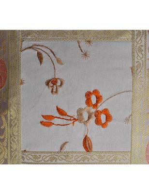 Lal Haveli Silk Fabric Paisley Design White Cushion Covers 16 x 16 inch Set of 2 Pcs 4