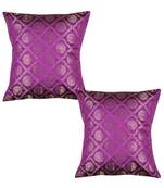 Lal Haveli Ethnic Designer Pink Color Silk Fabric Square Shape Cushion Covers 20 x 20 inch Set of 2 Pcs