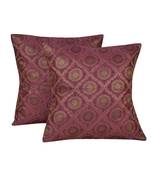 Lal Haveli Rajasthnai Handmade Pink Throw Pillowcases Silk Cushion Covers 16 x 16 inch Set of 2 Pcs