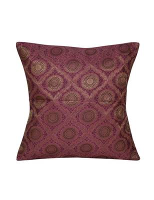 Lal Haveli Rajasthnai Handmade Pink Throw Pillowcases Silk Cushion Covers 16 x 16 inch Set of 2 Pcs 2