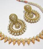 White pearl polki necklace set