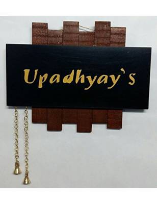 Karigaari Customizable Upadhyay Wood Name Plate (38.1 cm x 7.62 cm x 50.8 cm) 1