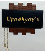Karigaari Customizable Upadhyay Wood Name Plate (38.1 cm x 7.62 cm x 50.8 cm)