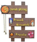 Karigaari India Wooden OM Design Family Name Plate