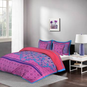 Bold Pink 5 Piece King Size Cotton Quilted Bedspread 2