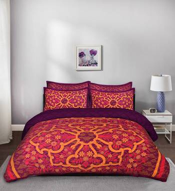 5 Piece Yellow Pink Flower Motif King Size Cotton Quilted Bedspread 1