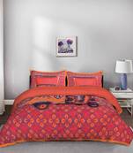 Orange Auto Rickshaw 5 Piece  Piece King Size Cotton Quilted Bedspread