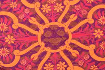 5 Piece Yellow Pink Flower Motif King Size Cotton Quilted Bedspread 3