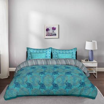 Green Ele 5 Piece Piece King Size Cotton Quilted Bedspread 1