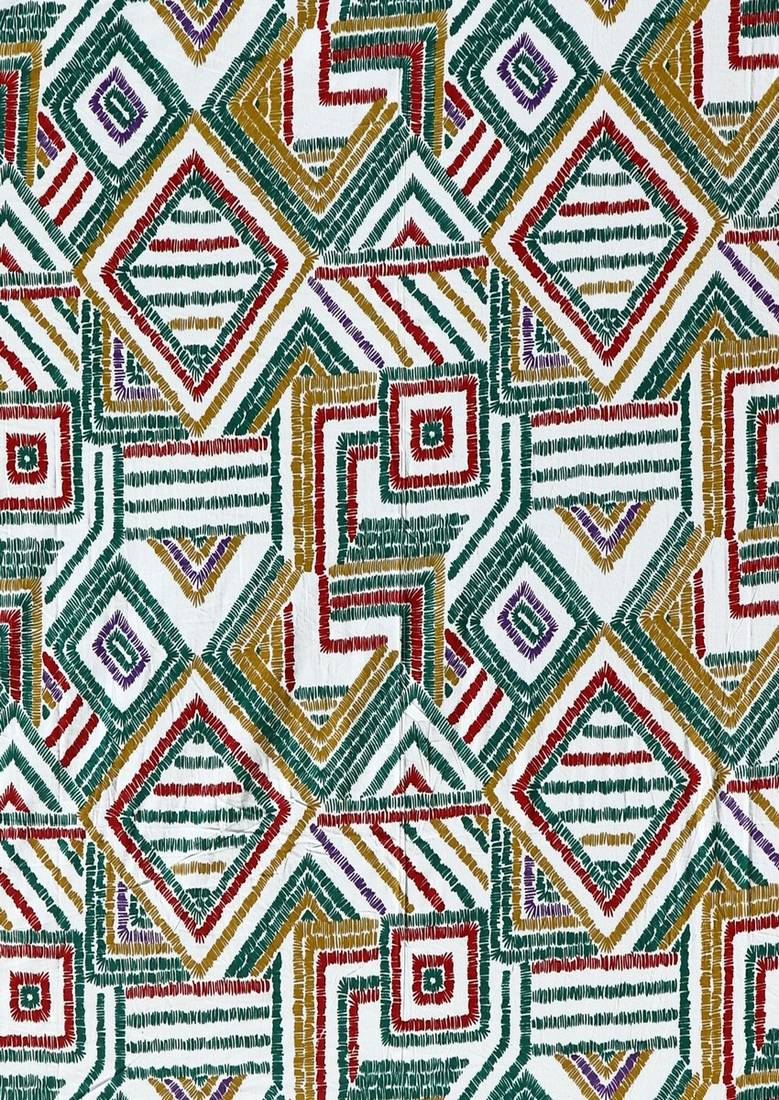 Emart 104 TC Cotton Double Geometric Bedsheet (Pack of 1, White