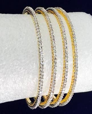 Set Of 4 Cz Gold Plated Ad Cubic Zirconia Bangles 1