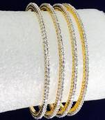 Set Of 4 Cz Gold Plated Ad Cubic Zirconia Bangles