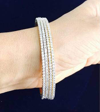 Set Of 4 Cz Gold Plated Ad Cubic Zirconia Bangles 2