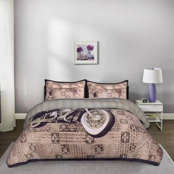 Motor Bike 5 Piece  Piece King Size Cotton Quilted Bedspread 1