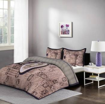 Motor Bike 5 Piece  Piece King Size Cotton Quilted Bedspread 5