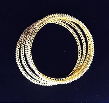 Set Of 4 Cz Gold Plated Ad Cubic Zirconia Bangles 3